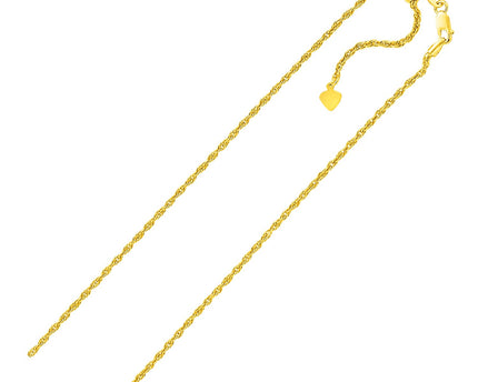 Sterling Silver in Yellow Finish 1.5mm Adjustable Rope Chain (1.50 mm)