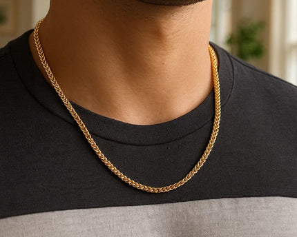Sterling Silver Yellow Gold Plated Diamond Cut Franco Chain (3.80 mm)