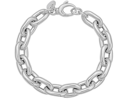 Sterling Silver Rhodium Plated Oval Link Bracelet