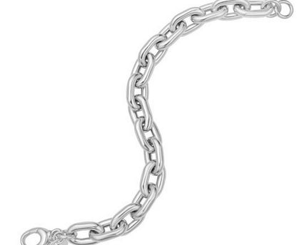 Sterling Silver Rhodium Plated Oval Link Bracelet