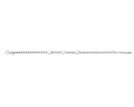 Sterling Silver Rhodium Plated Heart Chain Bracelet
