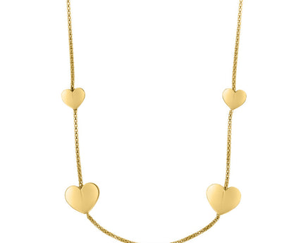 Sterling Silver Gold Plated Hearts Station Necklace