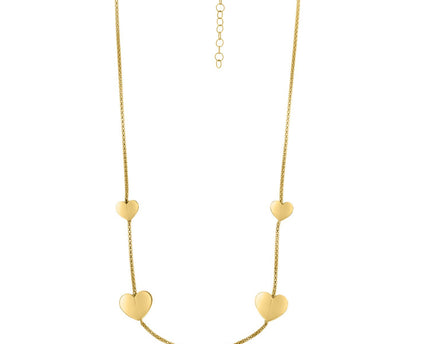 Sterling Silver Gold Plated Hearts Station Necklace