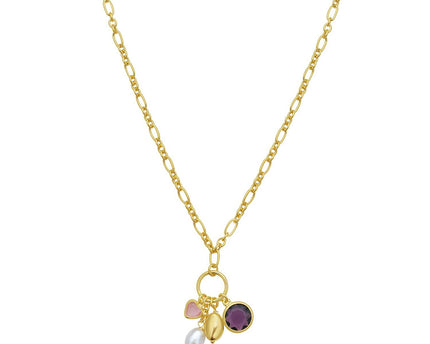 Sterling Silver Rhodium Plated Cubic Zirconia Charm Necklace