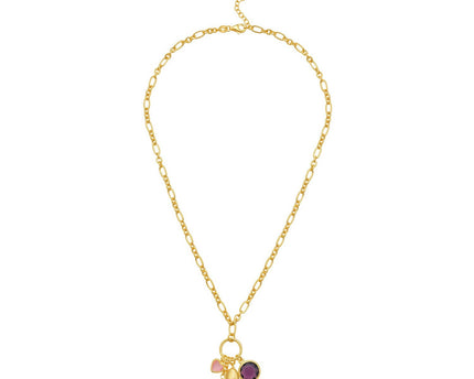 Sterling Silver Rhodium Plated Cubic Zirconia Charm Necklace