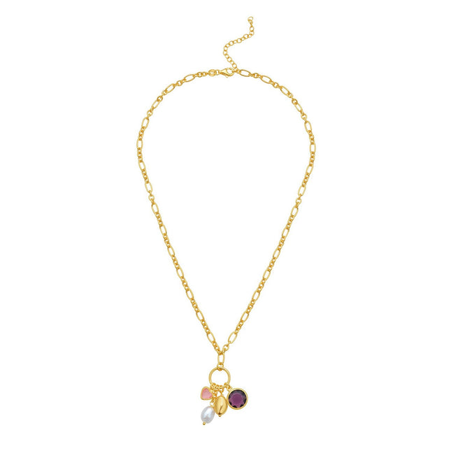 Sterling Silver Rhodium Plated Cubic Zirconia Charm Necklace