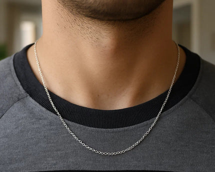 Sterling Silver Rhodium Plated Round Cable Chain (1.50 mm)