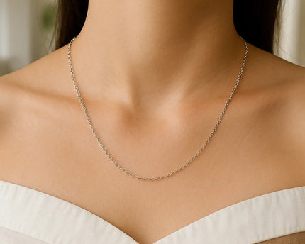 Sterling Silver Rhodium Plated Round Cable Chain (1.50 mm)