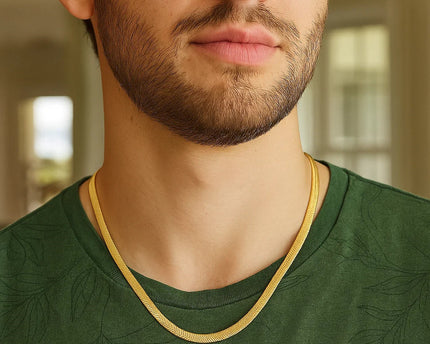 Sterling Silver Yellow Gold Plated Imperial Herringbone Chain (4.20 mm)
