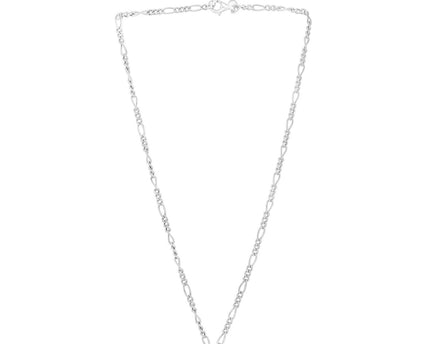 Sterling Silver Rhodium Plated Heart Padlock Figaro Necklace
