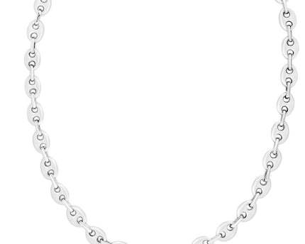 Sterling Silver Rhodium Plated Lite Puffed Mariner Chain (7.80 mm)