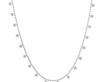 Sterling Silver Rhodium Plated Bead Necklace