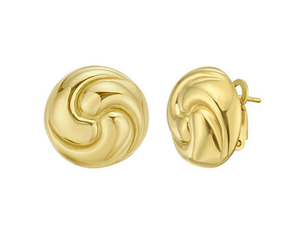 Sterling Silver Yellow Gold Plated Puffed Swirly Knot Stud Earrings