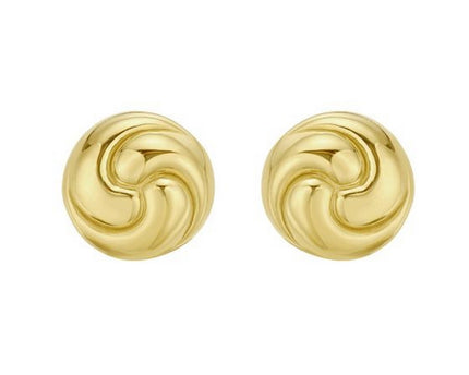 Sterling Silver Yellow Gold Plated Puffed Swirly Knot Stud Earrings