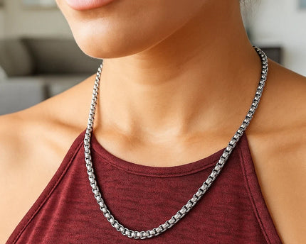 Sterling Silver Rhodium Plated Round Box Chain (5.20 mm)