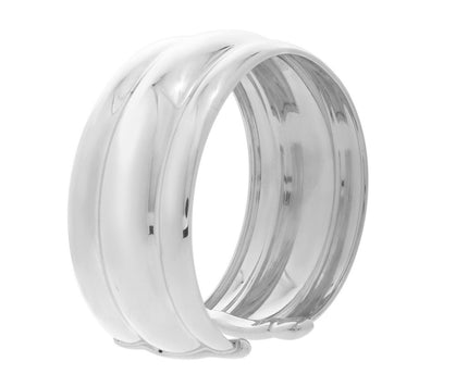 Sterling Silver Rhodium Plated Bold Ribbed Cuff Bangle (25.00 mm)