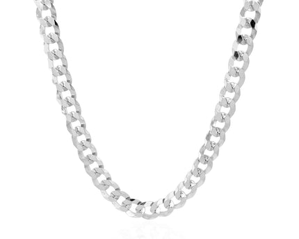 Rhodium Plated Sterling Silver Curb Style Chain (5.50 mm)