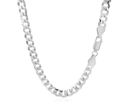 Rhodium Plated Sterling Silver Curb Style Chain (5.50 mm)