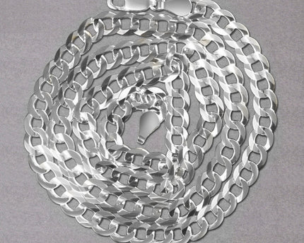 Rhodium Plated Sterling Silver Curb Style Chain (5.50 mm)