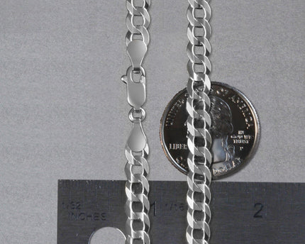 Rhodium Plated Sterling Silver Curb Style Chain (5.50 mm)