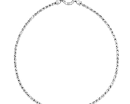 Sterling Silver Rhodium Plated Fancy Push Lock Rope Necklace