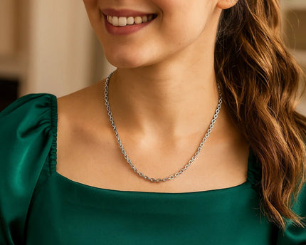 Sterling Silver Rhodium Plated French Cable Chain (3.40 mm)